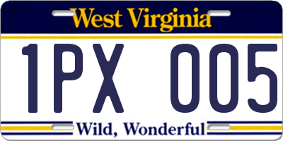 WV license plate 1PX005