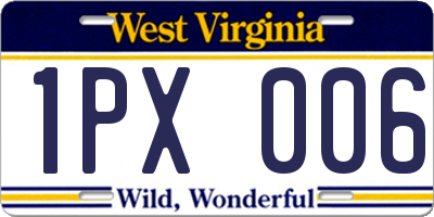 WV license plate 1PX006