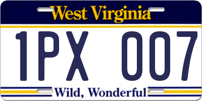 WV license plate 1PX007