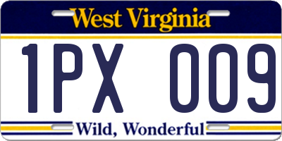 WV license plate 1PX009