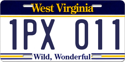 WV license plate 1PX011