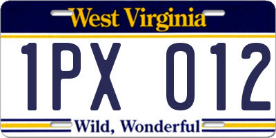 WV license plate 1PX012