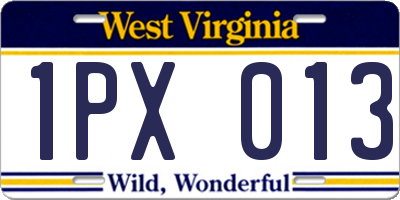 WV license plate 1PX013