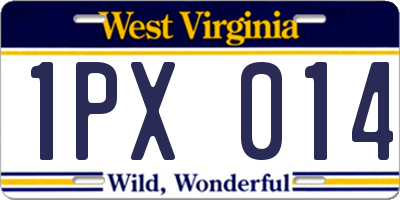 WV license plate 1PX014