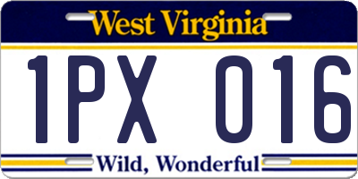 WV license plate 1PX016