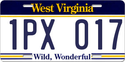 WV license plate 1PX017