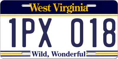 WV license plate 1PX018