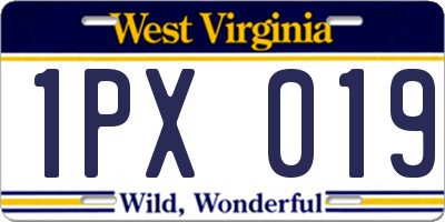 WV license plate 1PX019