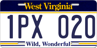 WV license plate 1PX020