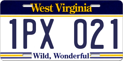 WV license plate 1PX021