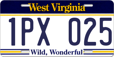 WV license plate 1PX025