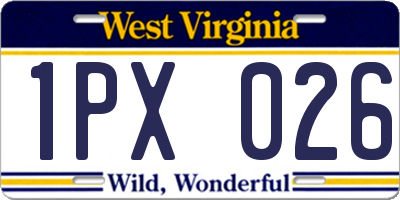 WV license plate 1PX026