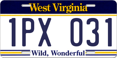 WV license plate 1PX031