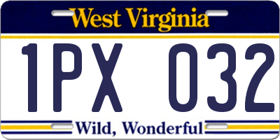 WV license plate 1PX032