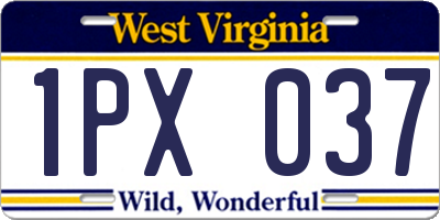 WV license plate 1PX037