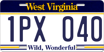 WV license plate 1PX040