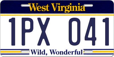 WV license plate 1PX041