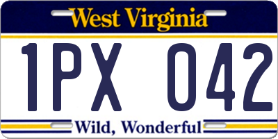 WV license plate 1PX042