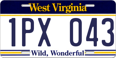 WV license plate 1PX043