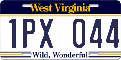 WV license plate 1PX044