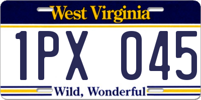 WV license plate 1PX045