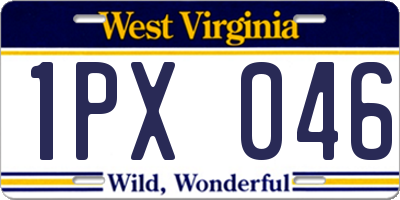 WV license plate 1PX046