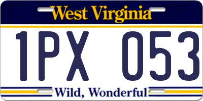 WV license plate 1PX053