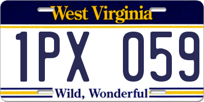 WV license plate 1PX059