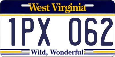 WV license plate 1PX062