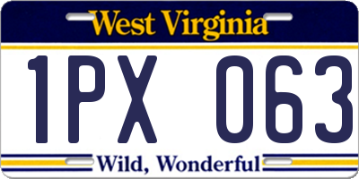 WV license plate 1PX063