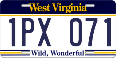 WV license plate 1PX071