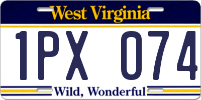 WV license plate 1PX074