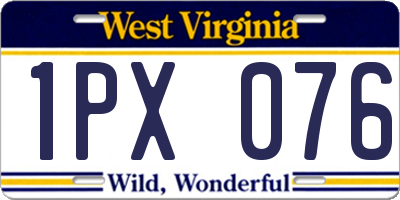 WV license plate 1PX076