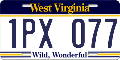 WV license plate 1PX077