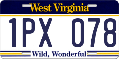 WV license plate 1PX078