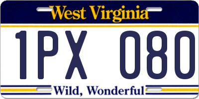 WV license plate 1PX080