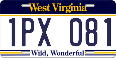 WV license plate 1PX081