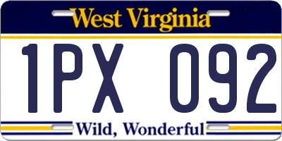 WV license plate 1PX092