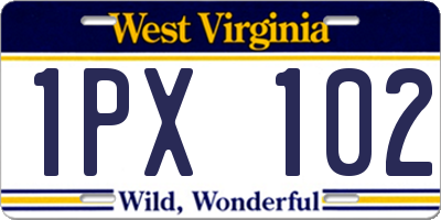 WV license plate 1PX102