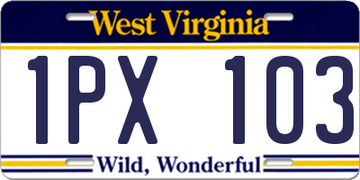WV license plate 1PX103