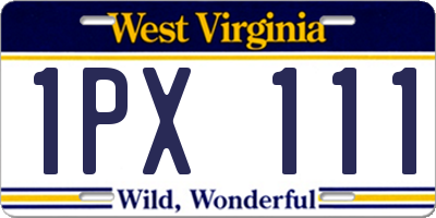 WV license plate 1PX111