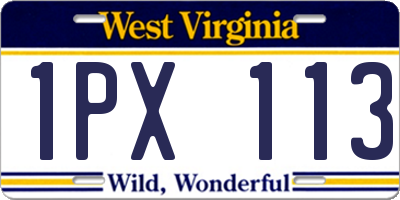 WV license plate 1PX113