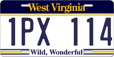 WV license plate 1PX114