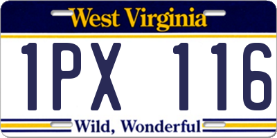 WV license plate 1PX116