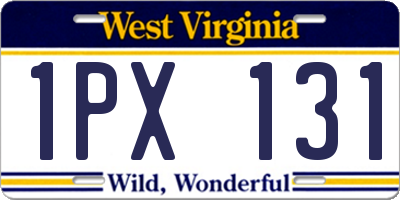 WV license plate 1PX131