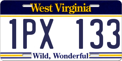 WV license plate 1PX133