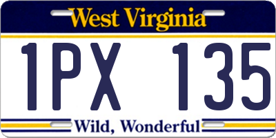 WV license plate 1PX135