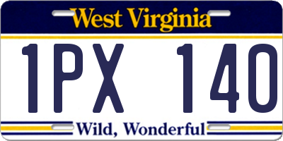 WV license plate 1PX140