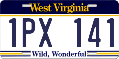 WV license plate 1PX141