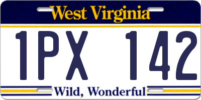 WV license plate 1PX142